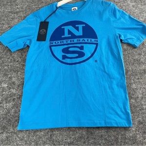 North Sails  Shirt Mens Medium Tee Blue Cotton  Short Sleeve Logo NEW N328